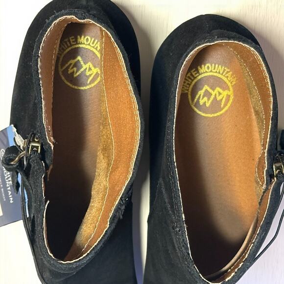 White Mountain Altos Suede Ankle Boots Size 9 M Black Side Zip Block Heel NWT - Picture 7 of 9